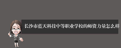 长沙市蓝天科技中等职业学校的师资力量怎么样