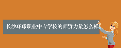 长沙环球职业中专学校的师资力量怎么样
