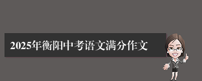 2025年衡阳中考语文满分作文