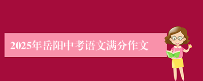 2025年岳阳中考语文满分作文