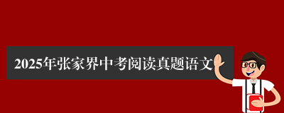 2025年张家界中考阅读真题语文