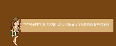 2025年初中毕业读火电厂热力设备运行与检修湖南有哪些学校