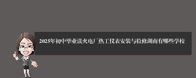 2025年初中毕业读火电厂热工仪表安装与检修湖南有哪些学校