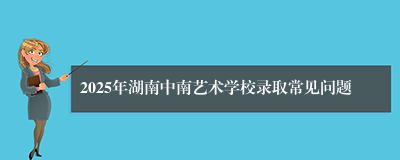 2025年湖南中南艺术学校录取常见问题