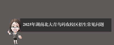 2025年湖南北大青鸟码农校区招生常见问题