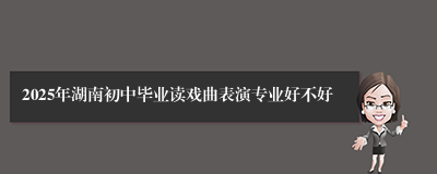 2025年湖南初中毕业读戏曲表演专业好不好