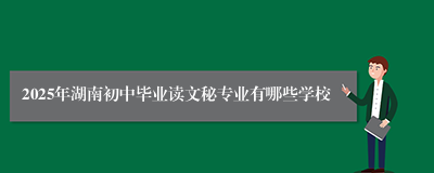 2025年湖南初中毕业读文秘专业有哪些学校
