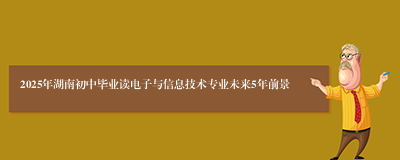 2025年湖南初中毕业读电子与信息技术专业未来5年前景