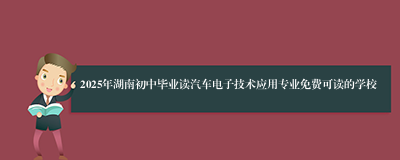 2025年湖南初中毕业读汽车电子技术应用专业免费可读的学校