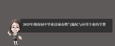 2025年湖南初中毕业读城市燃气输配与应用专业的学费