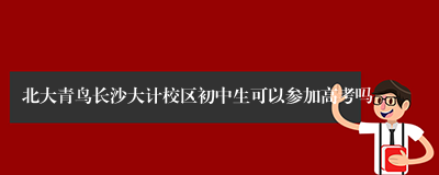 北大青鸟长沙大计校区初中生可以参加高考吗