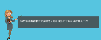 2025年湖南初中毕业读财务 / 会计电算化专业可以找什么工作