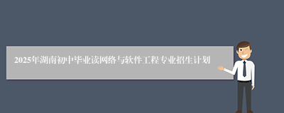 2025年湖南初中毕业读网络与软件工程专业招生计划