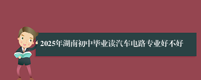 2025年湖南初中毕业读汽车电路专业好不好