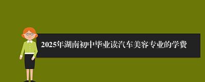 2025年湖南初中毕业读汽车美容专业的学费