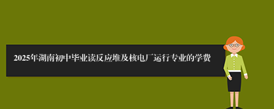2025年湖南初中毕业读反应堆及核电厂运行专业的学费