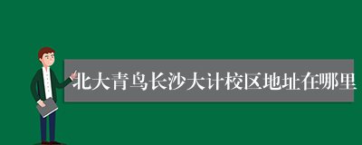 北大青鸟长沙大计校区地址在哪里