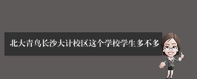 北大青鸟长沙大计校区这个学校学生多不多