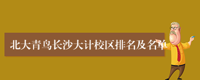 北大青鸟长沙大计校区排名及名单