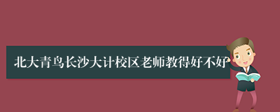 北大青鸟长沙大计校区老师教得好不好