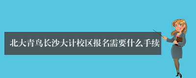 北大青鸟长沙大计校区报名需要什么手续