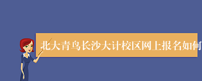 北大青鸟长沙大计校区网上报名如何