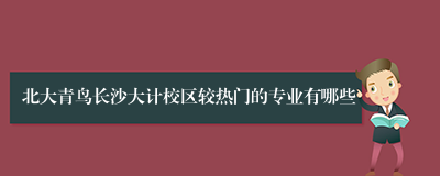 北大青鸟长沙大计校区较热门的专业有哪些