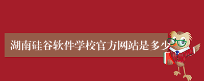 湖南硅谷软件学校官方网站是多少