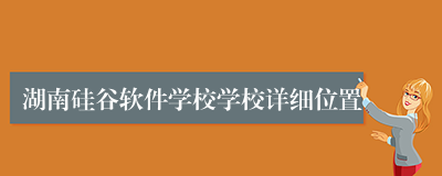 湖南硅谷软件学校学校详细位置