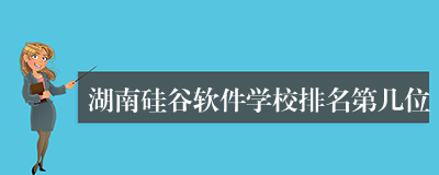 湖南硅谷软件学校排名第几位