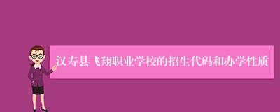 汉寿县飞翔职业学校的招生代码和办学性质