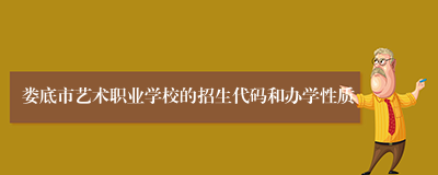 娄底市艺术职业学校的招生代码和办学性质