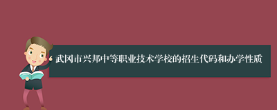 武冈市兴邦中等职业技术学校的招生代码和办学性质