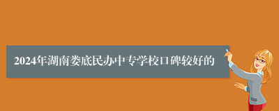 2024年湖南娄底民办中专学校口碑较好的