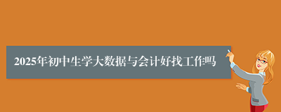 2025年初中生学大数据与会计好找工作吗