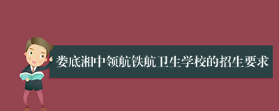 娄底湘中领航铁航卫生学校的招生要求
