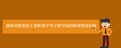 湖南省新邵县工业职业中等专业学校的收费情况如何