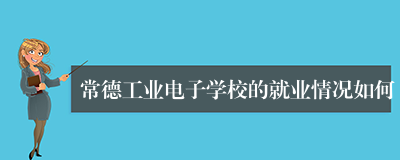 常德工业电子学校的就业情况如何