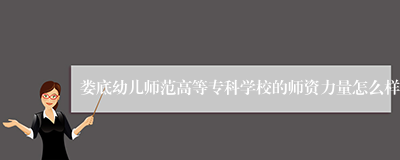 娄底幼儿师范高等专科学校的师资力量怎么样