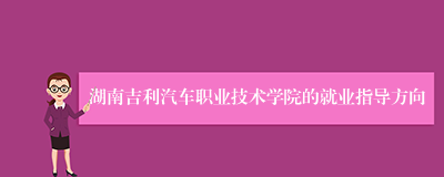 湖南吉利汽车职业技术学院的就业指导方向