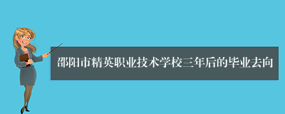 邵阳市精英职业技术学校三年后的毕业去向