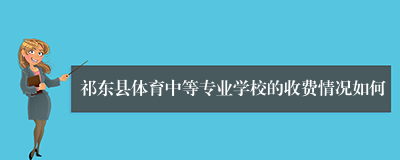 祁东县体育中等专业学校的收费情况如何