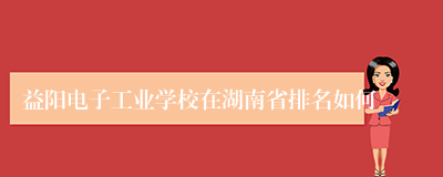 益阳电子工业学校在湖南省排名如何