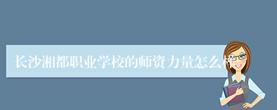 长沙湘都职业学校的师资力量怎么样