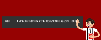 湖南三一工业职业技术学院 (中职部)新生如何通过网上报名