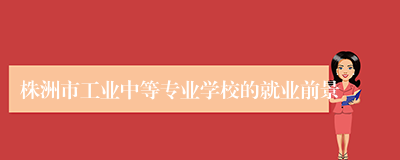 株洲市工业中等专业学校的就业前景