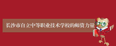 长沙市自立中等职业技术学校的师资力量
