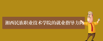 湘西民族职业技术学院的就业指导方向
