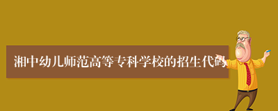 湘中幼儿师范高等专科学校的招生代码