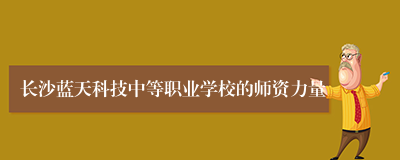长沙蓝天科技中等职业学校的师资力量